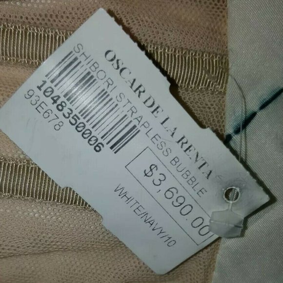 $3,690 NEW OSCAR DE LA RENTA STUNNING IVORY BLUE BUBBLE RUNWAY DRESS 10 - Picture 4 of 7